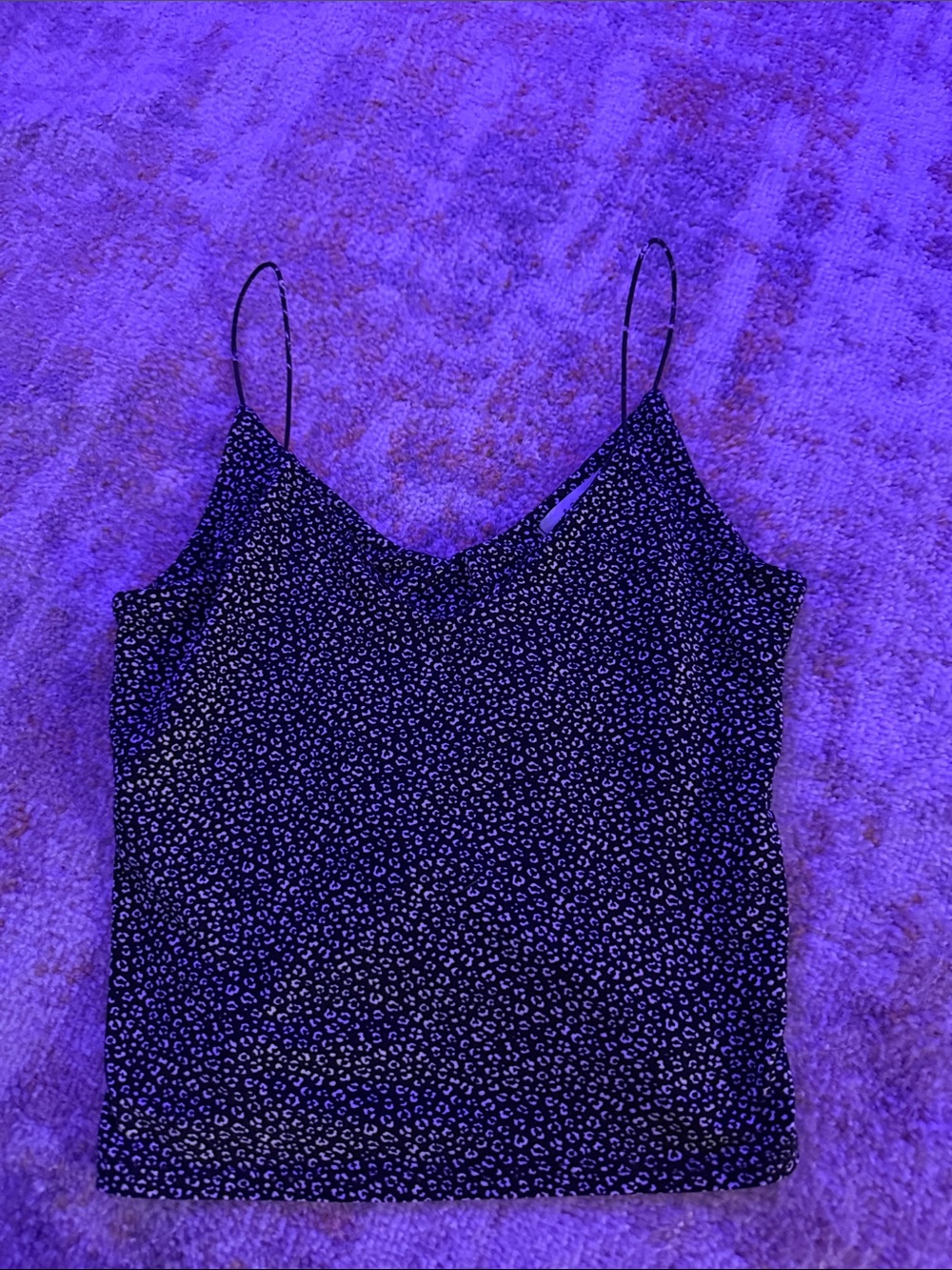 gaze Black Cami with White Micro Floral Print